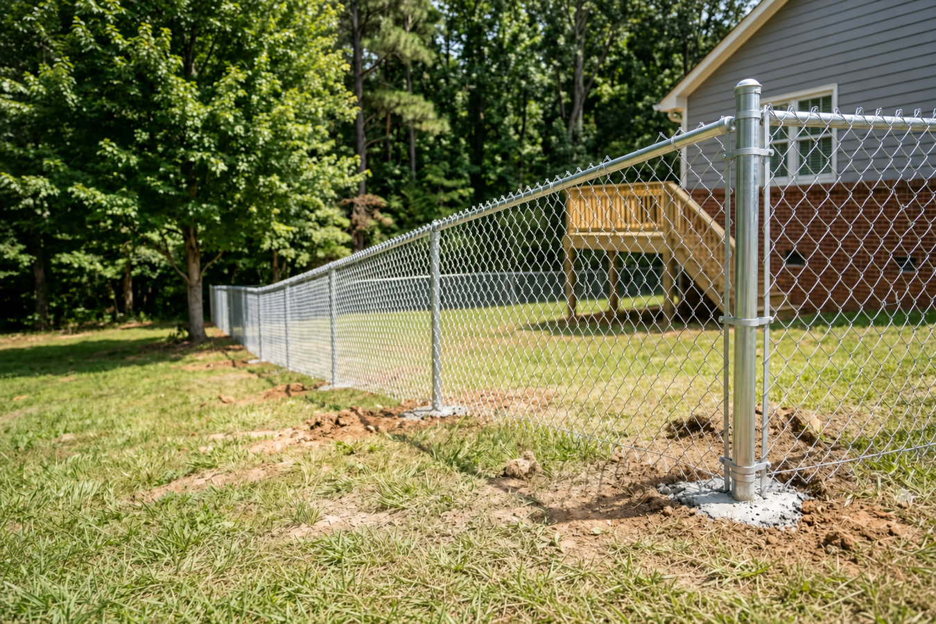 Chain link fence installation